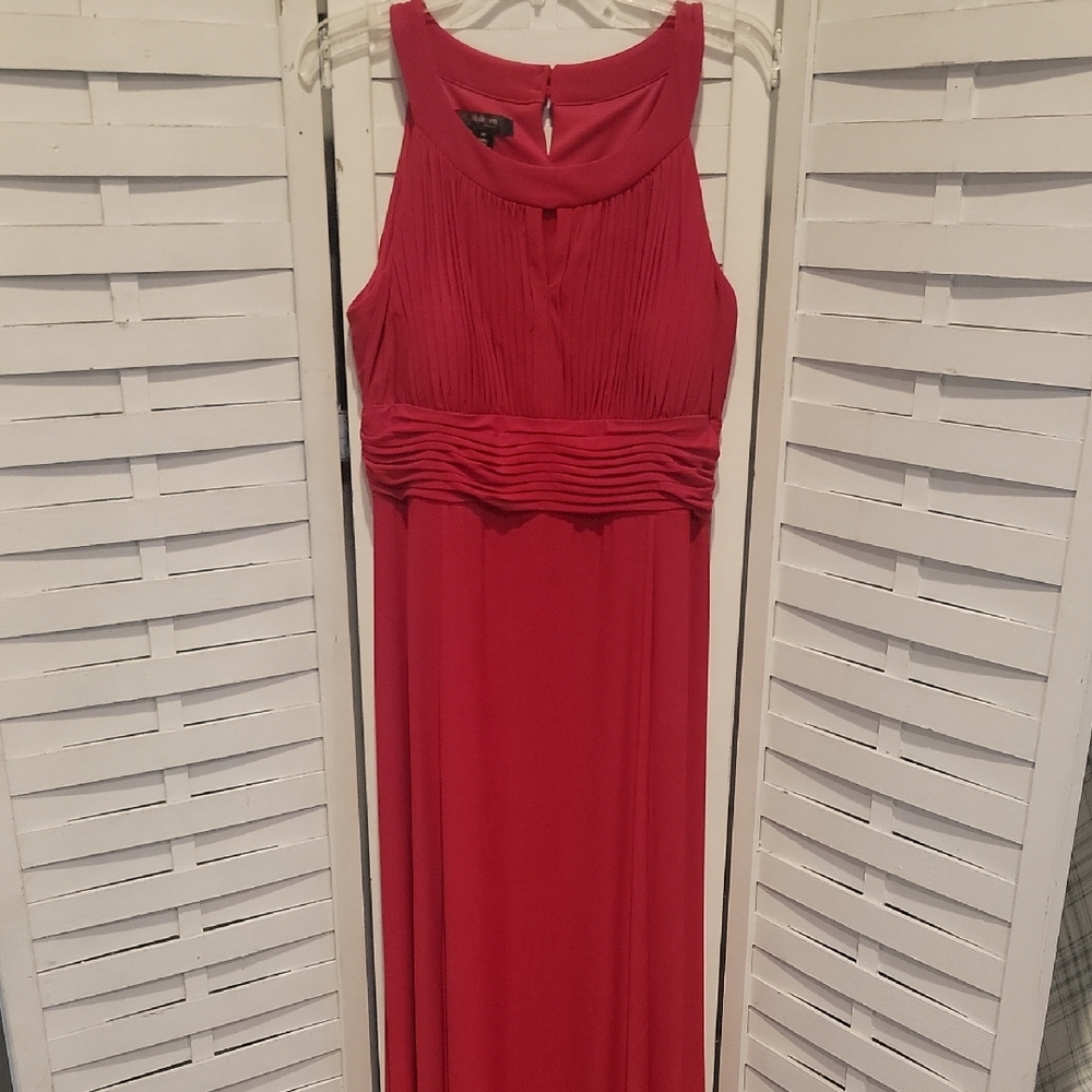 Style & Co Red Sleeveless Pleated Floor Length Dress Size 14